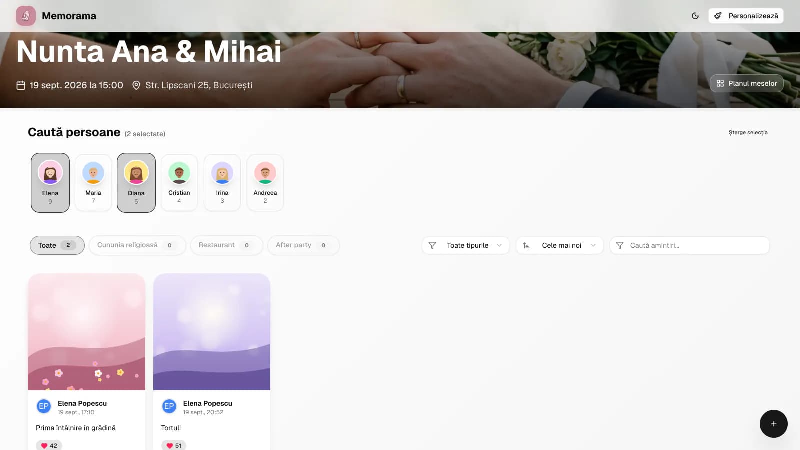Poze profesionale de la eveniment grupate după față în album